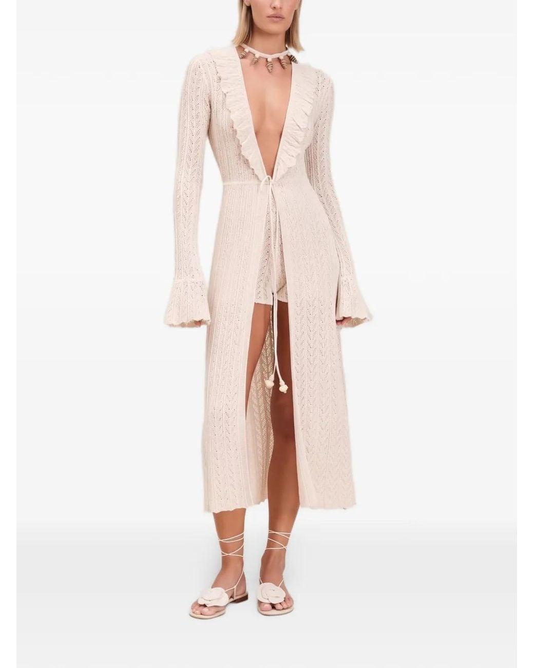 Devon Windsor Natural Sienna Crochet-Knit Beach Cover-Up