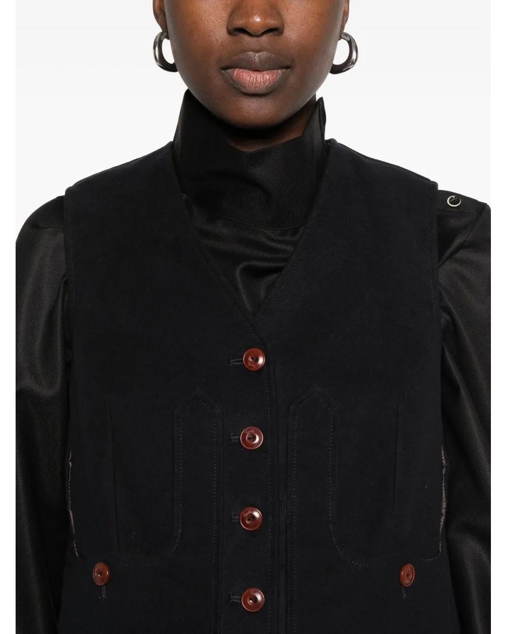 Capalbio Black Arno D Button-Up Gilet