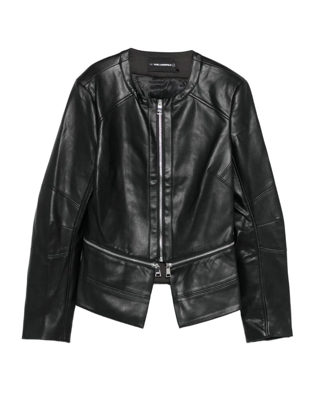 Karl Lagerfeld Black Zip-Front Panelled Jacket