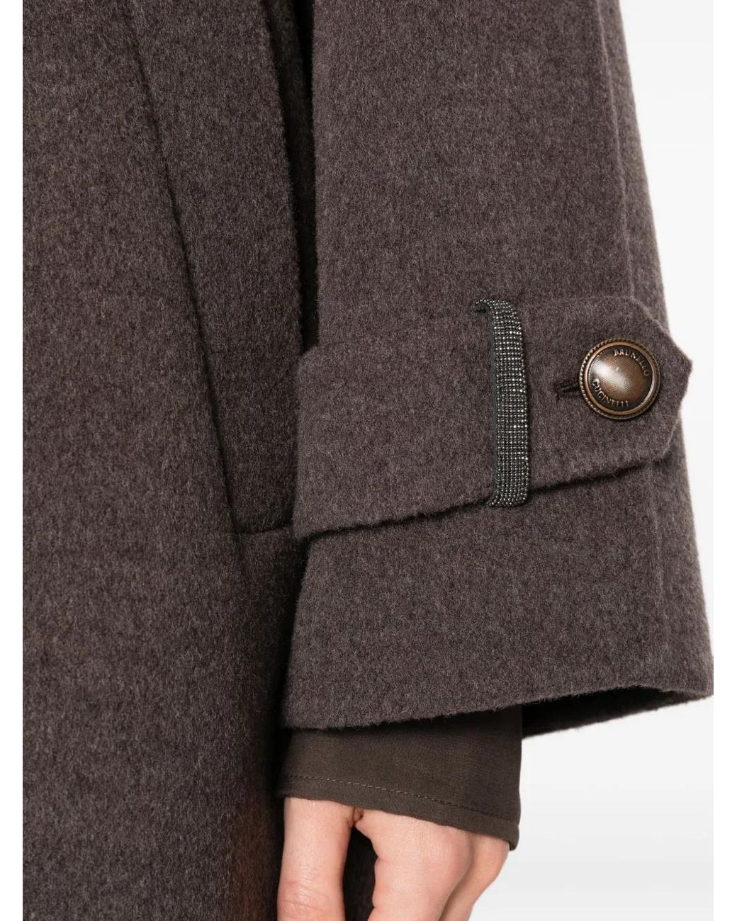 Brunello Cucinelli Brown Double-Breasted Buttoned Coat