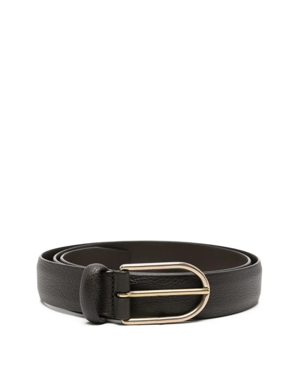 Dell'Oglio Black Textured Leather Belt for men
