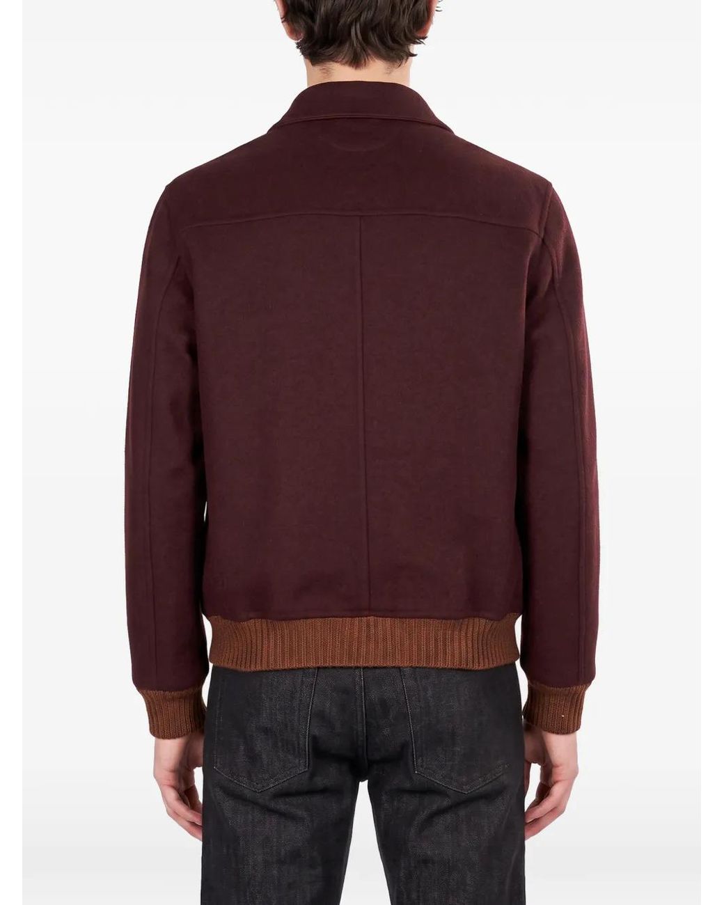 Kiton Red Ribbed-Trim Zip-Up Jacket for men