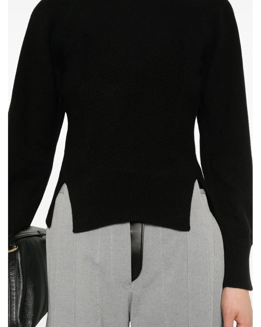 McQueen Black Corset-Style Ribbed Jumper