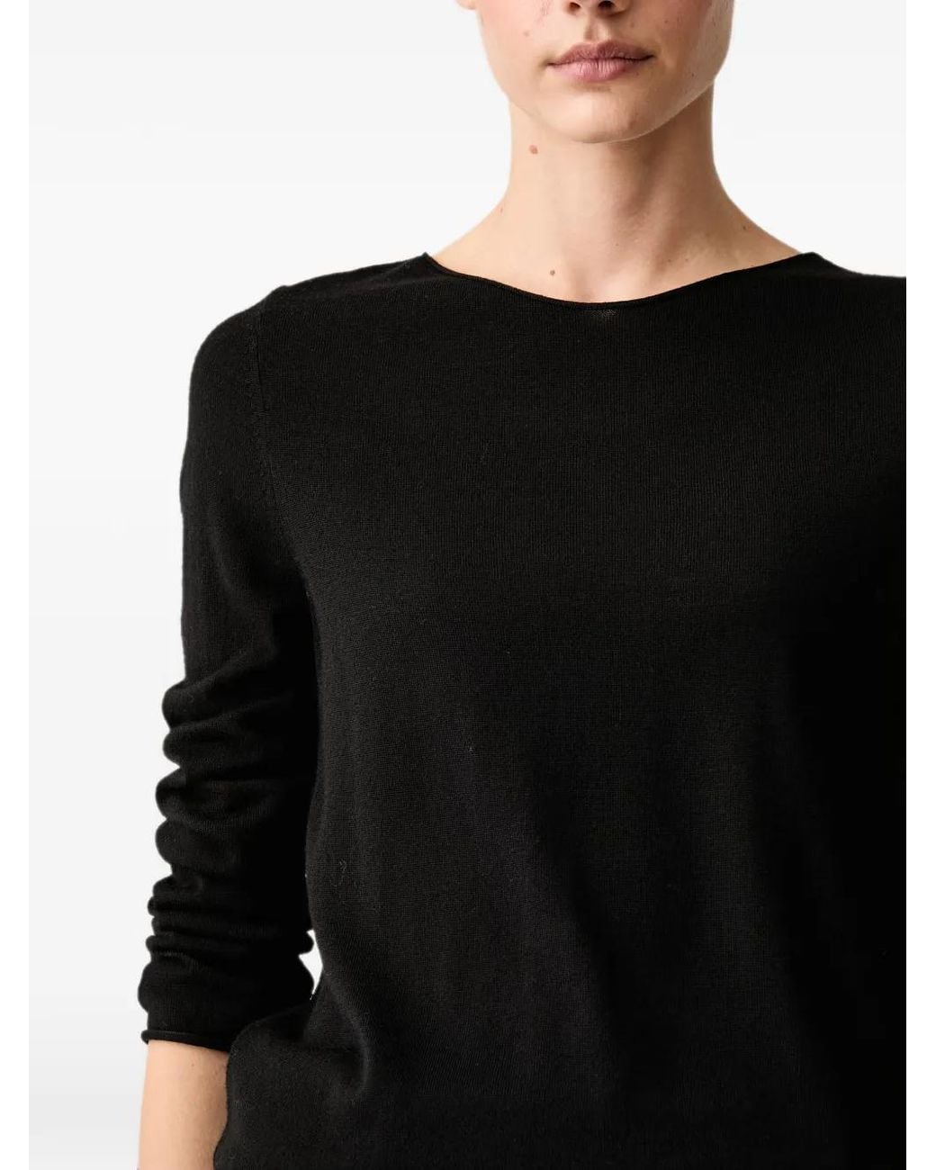 Marc O' Polo Black Boat-Neck Fine-Knit Top