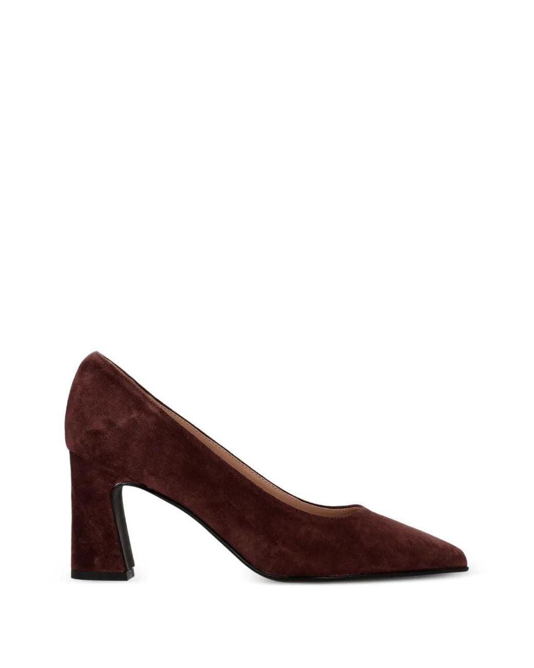 Status Brown Pointed-Toe Block-Heel Pumps