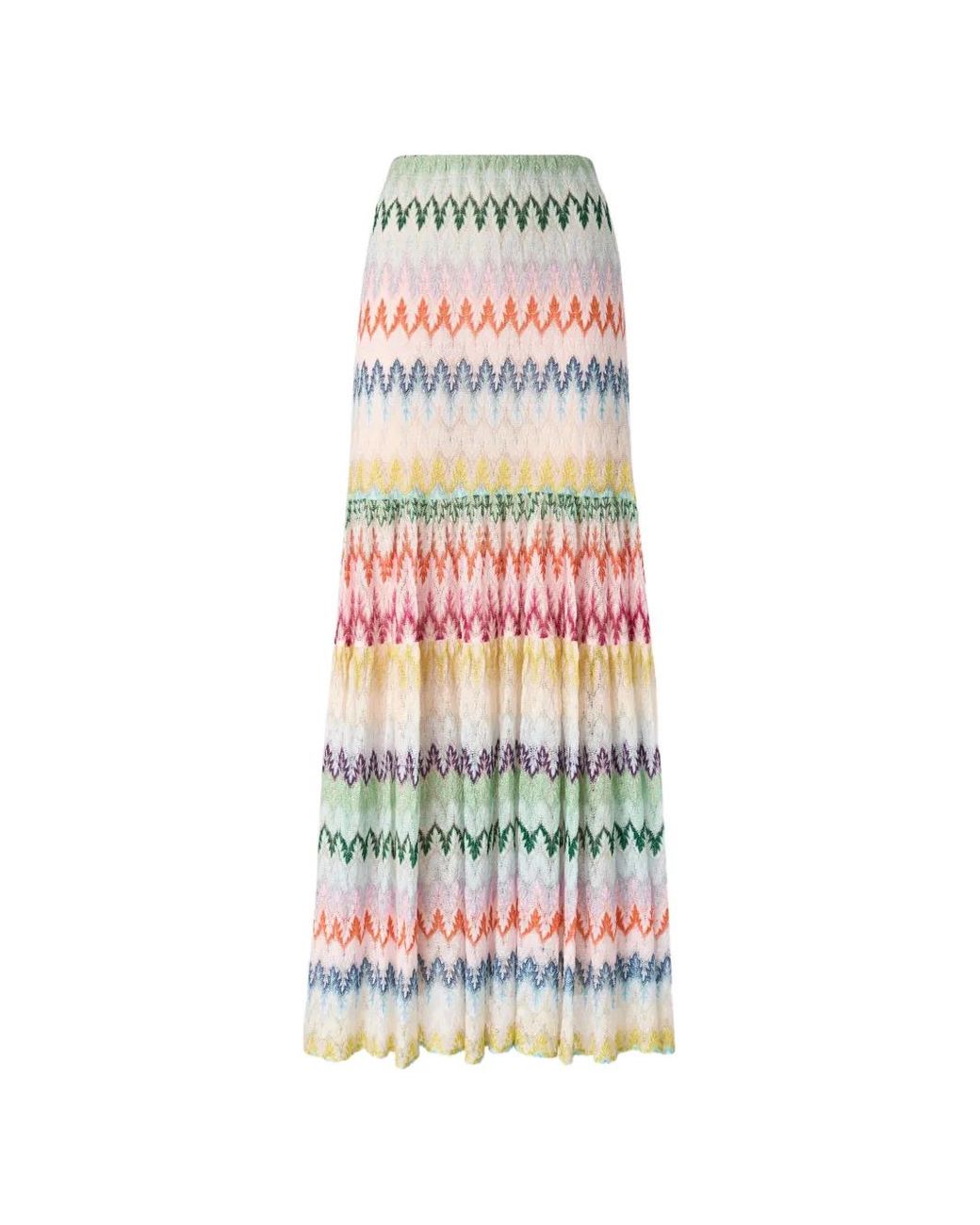 Missoni White Chevron-Pattern Maxi Skirt