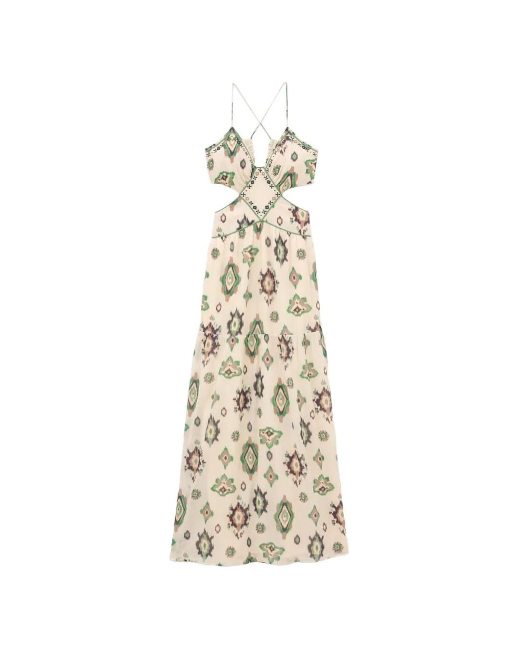 Ba&sh Metallic Omelia Ikat-Print Cut-Out Dress