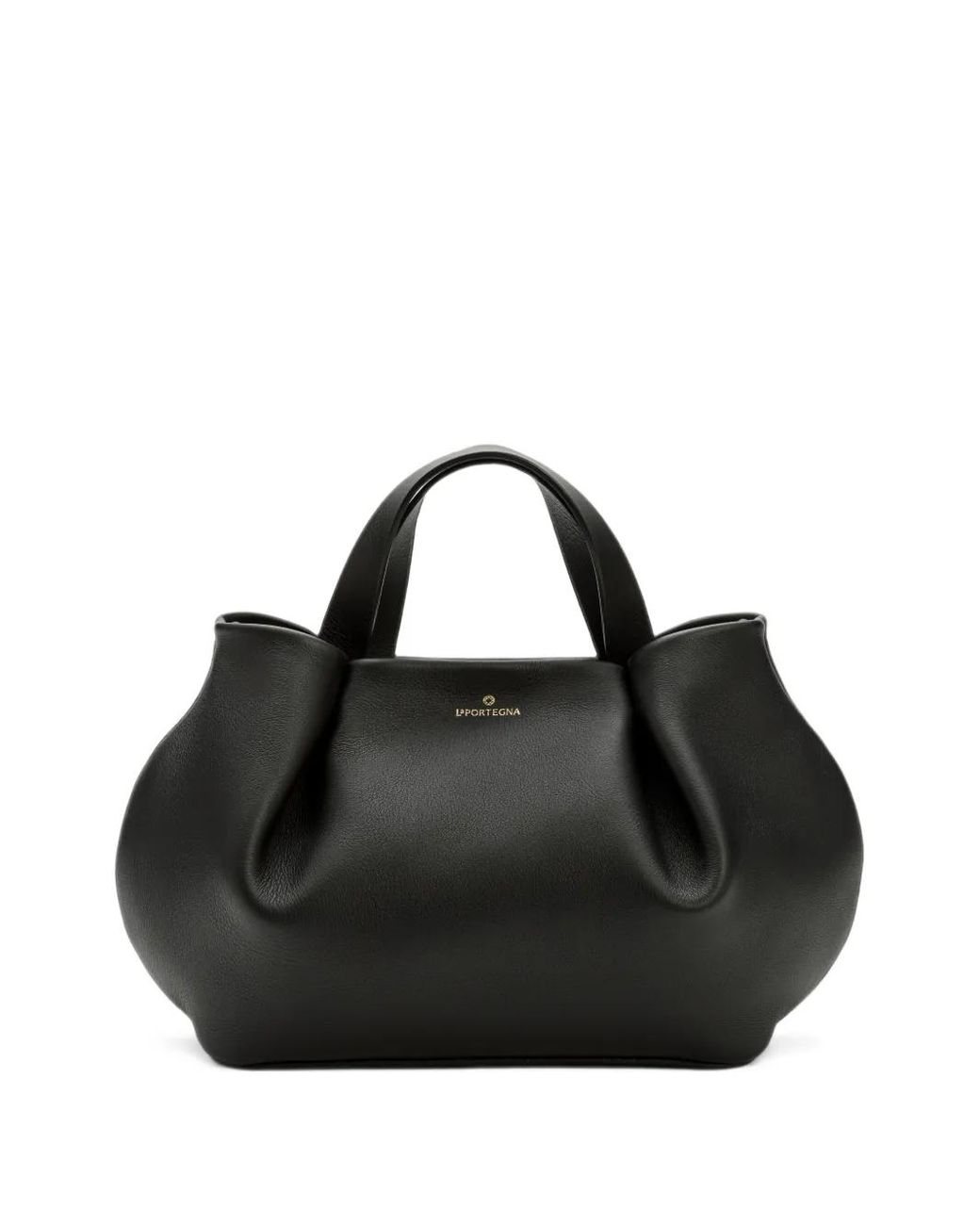 La Portegna Black Isabela Leather Tote Bag