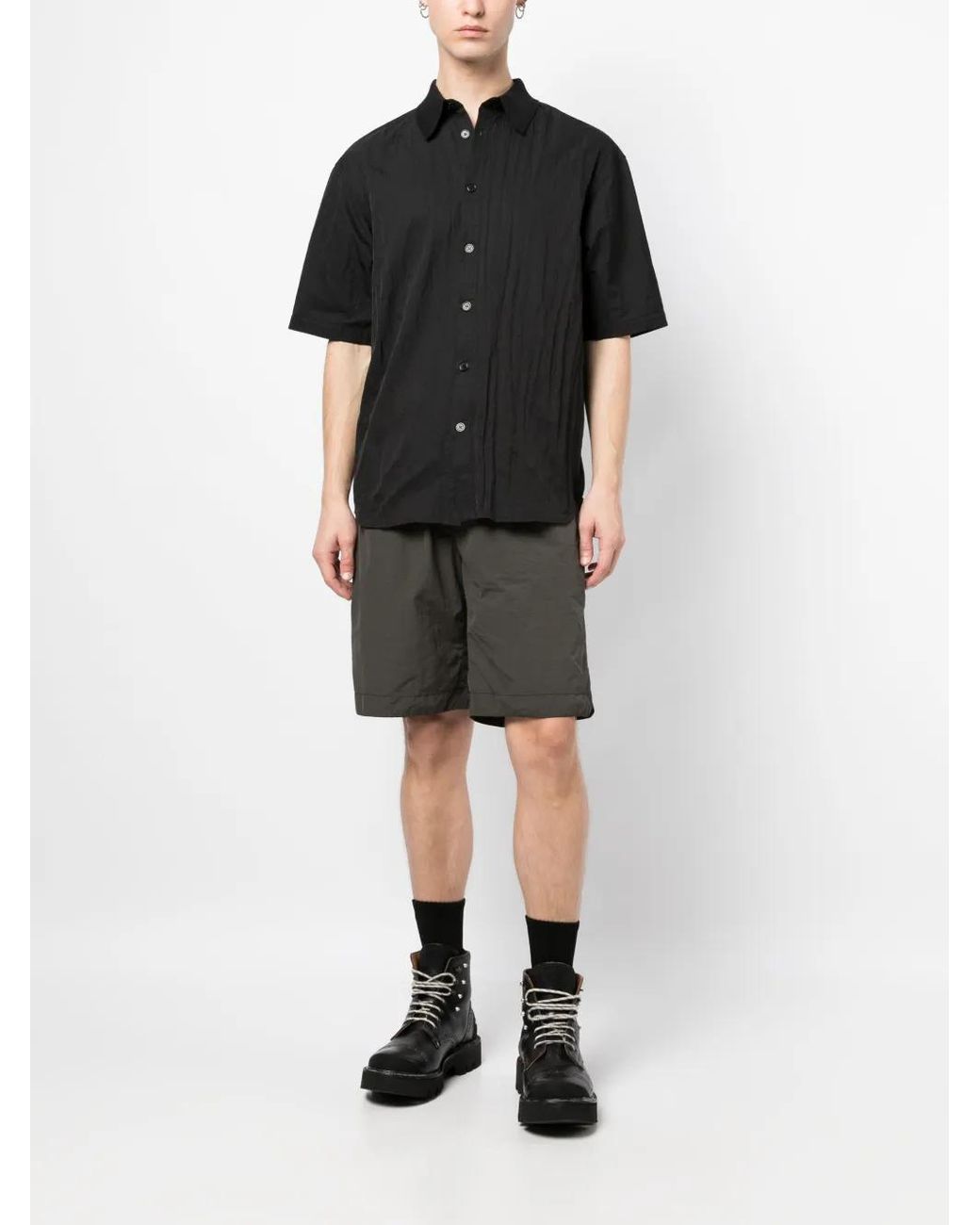 Transit Gray Elasticated-Waist Shorts for men