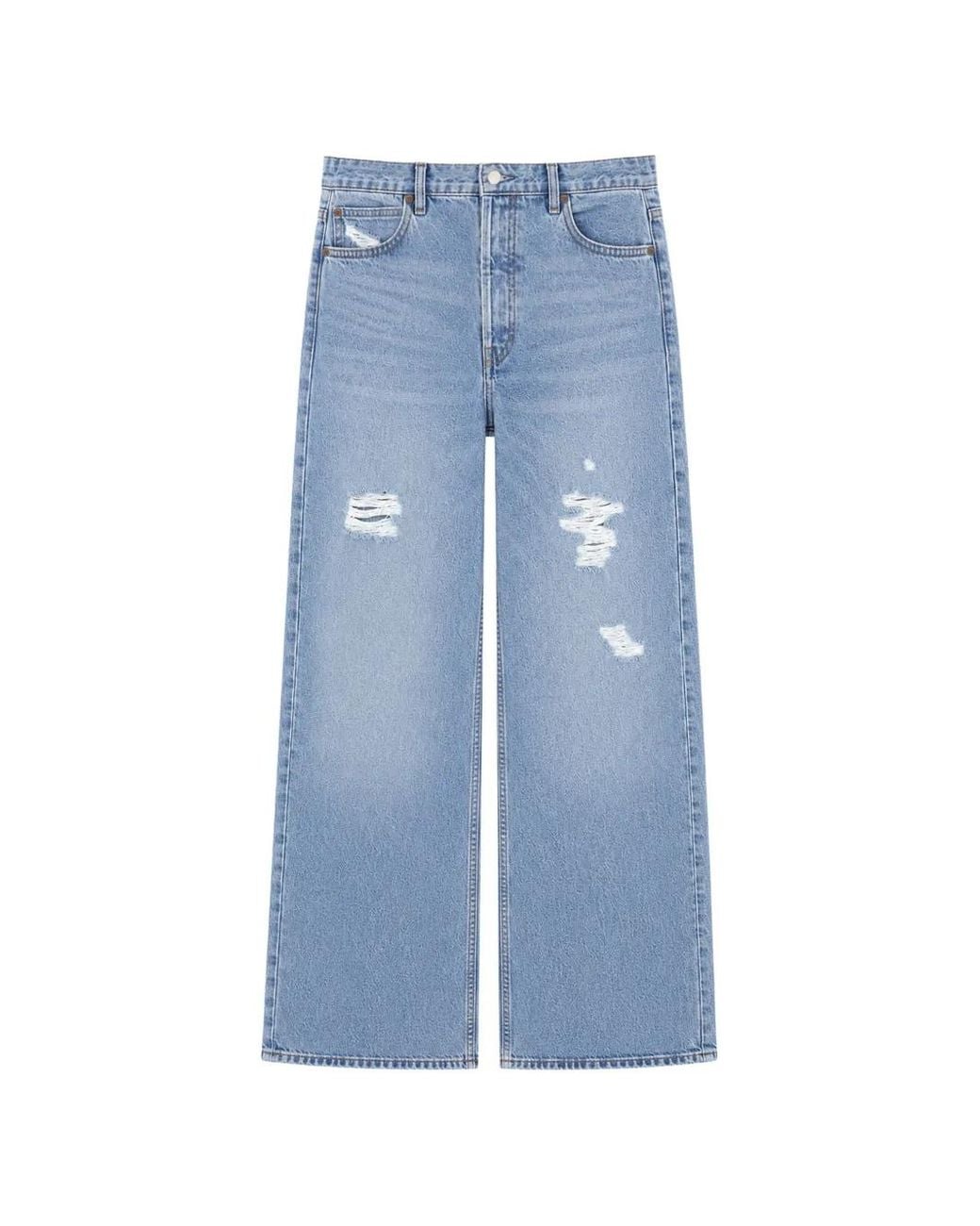FRAME Blue Distressed Wide-Leg Jeans for men