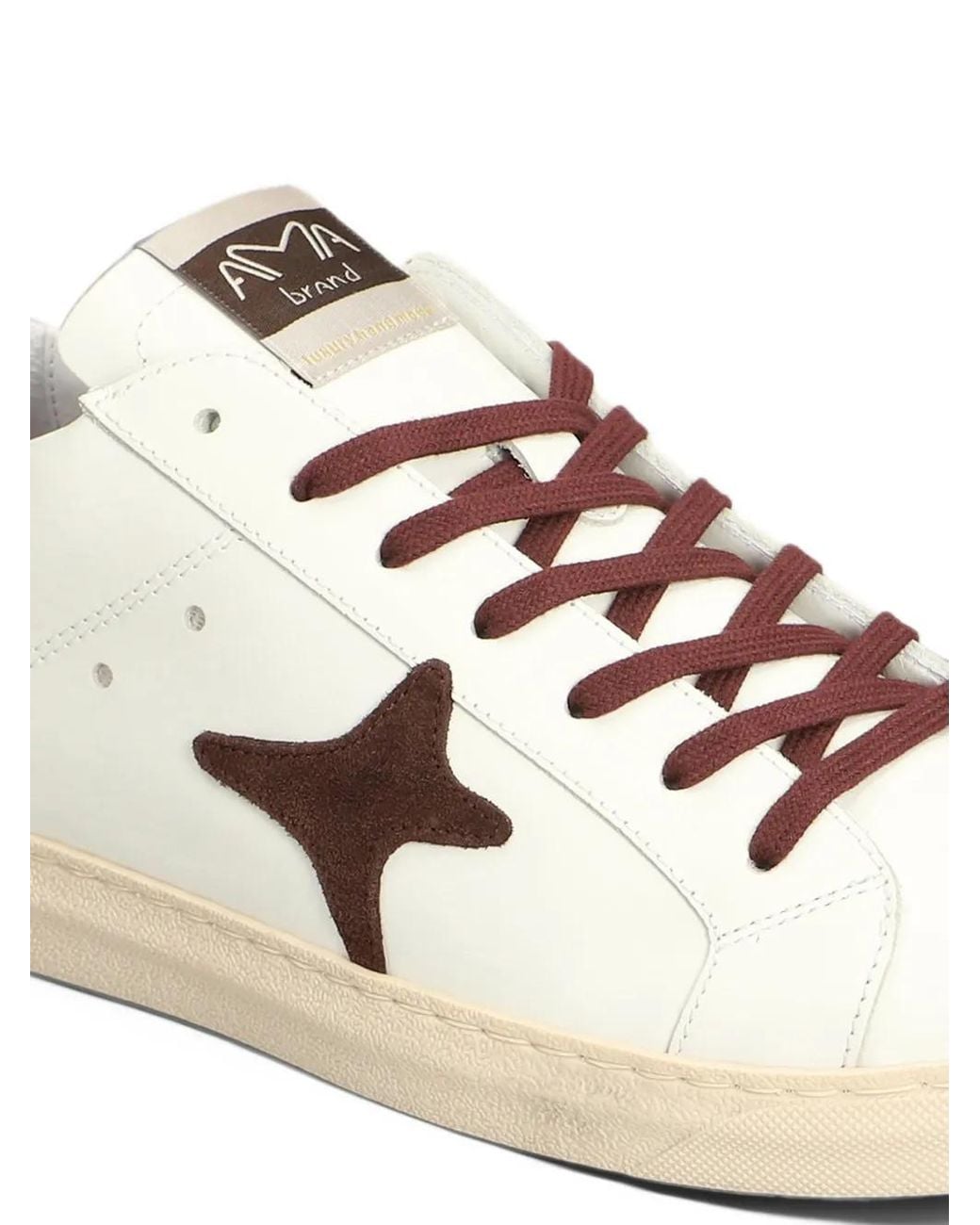 AMA BRAND Natural Star-Patch Leather Sneakers for men