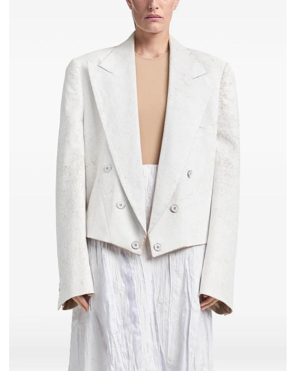 Maison Margiela White Bianchetto Cropped Blazer