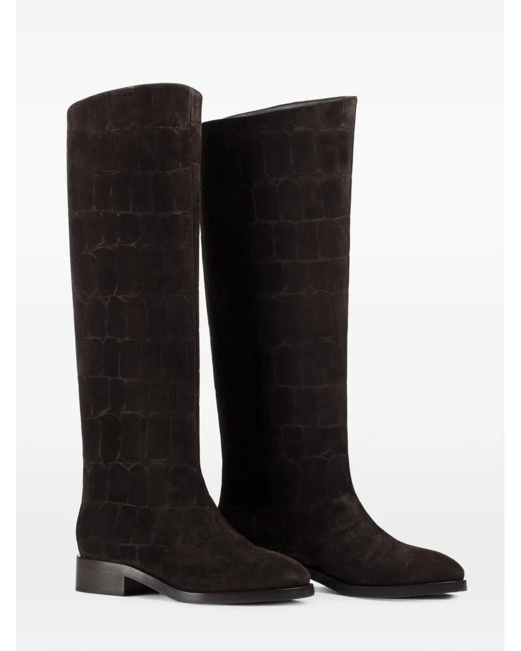 Le Silla Black Charlotte Croc-Effect Suede Boots