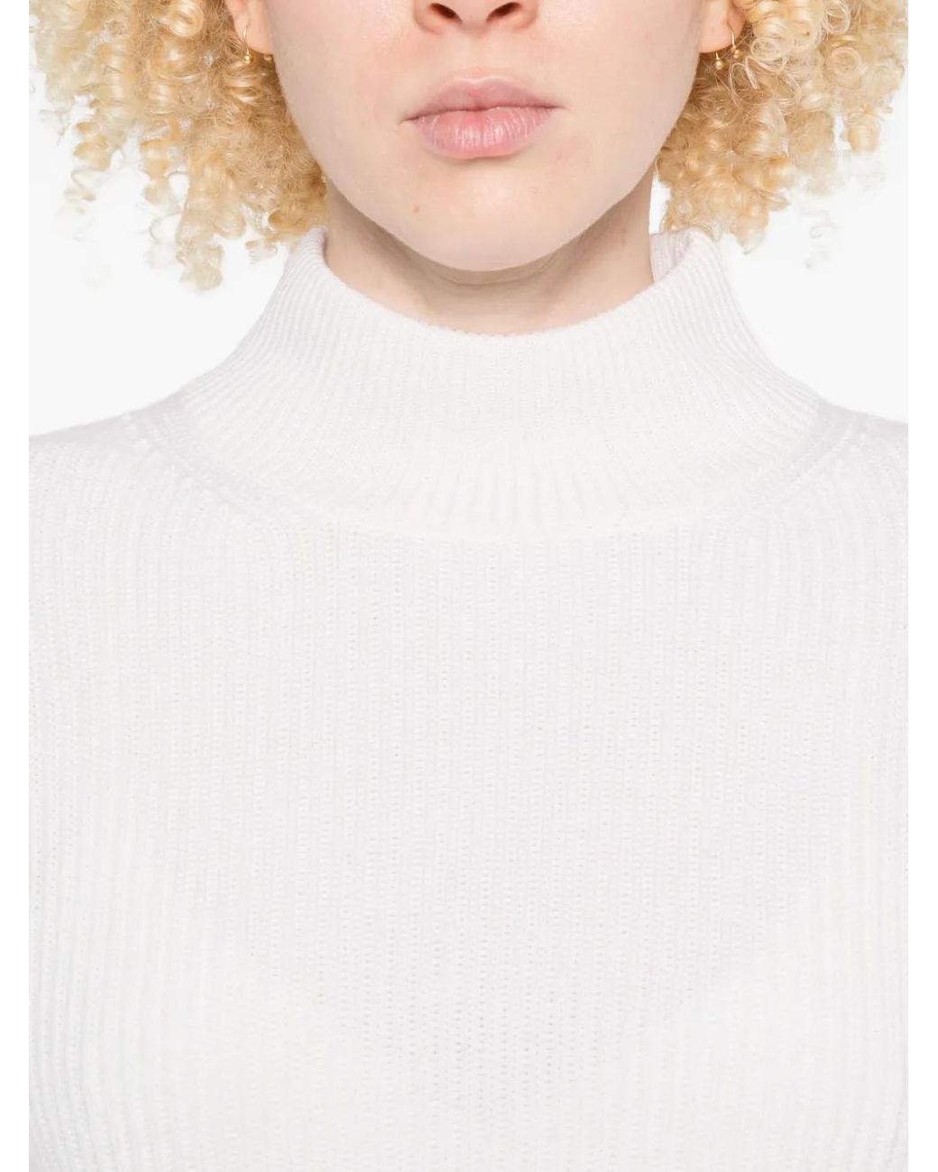 Pull Côtelé À Col Roulé Max Mara en coloris White