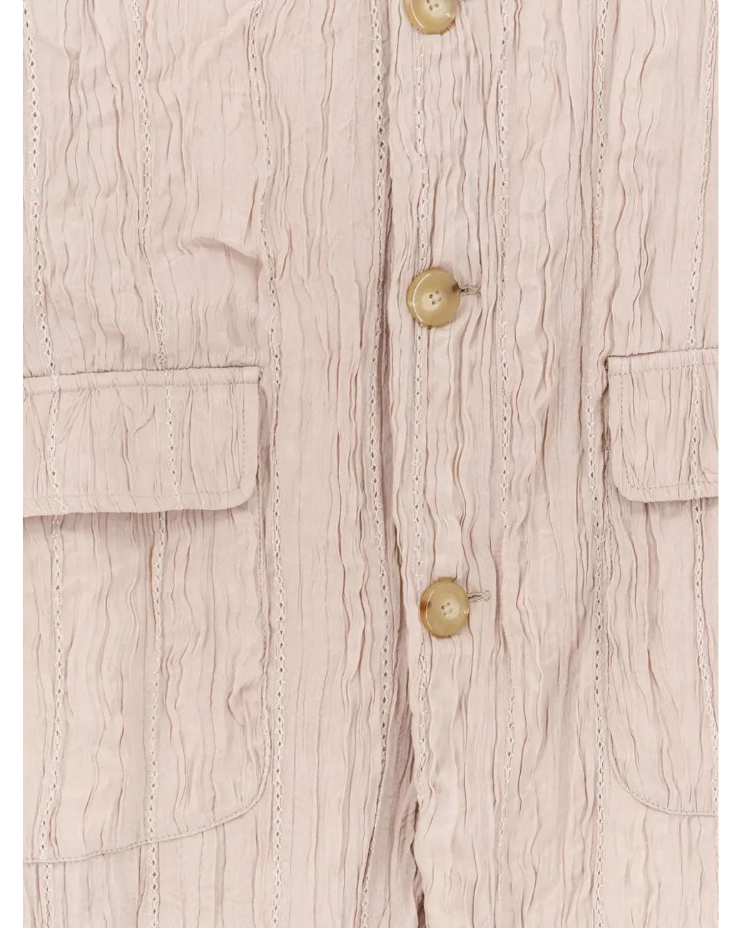 Alysi Natural Flap-Pockets Wrinkled Blazer