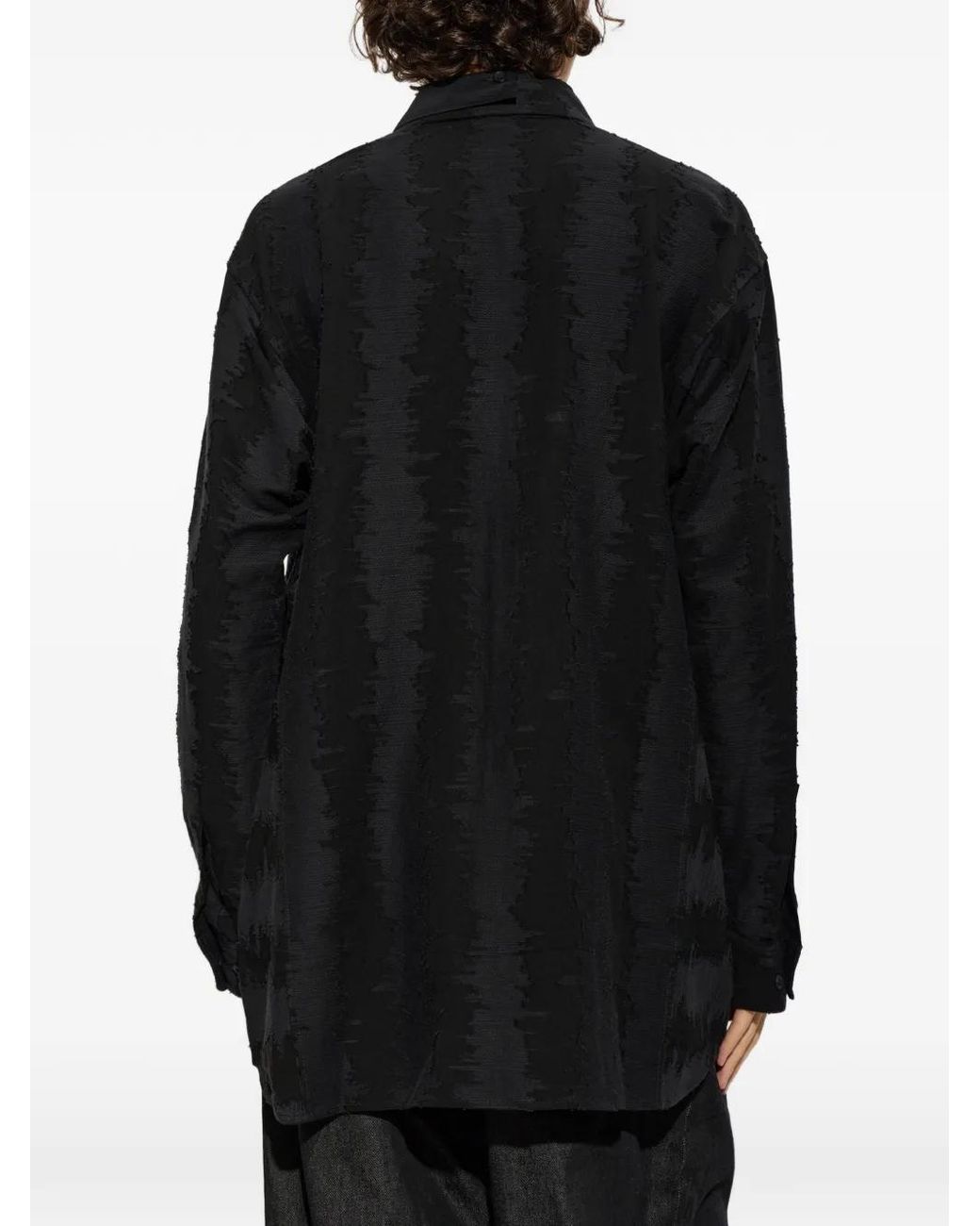 Y-3 Black Deco Stitch Distressed-Effect Patch-Pocket Shirt for men