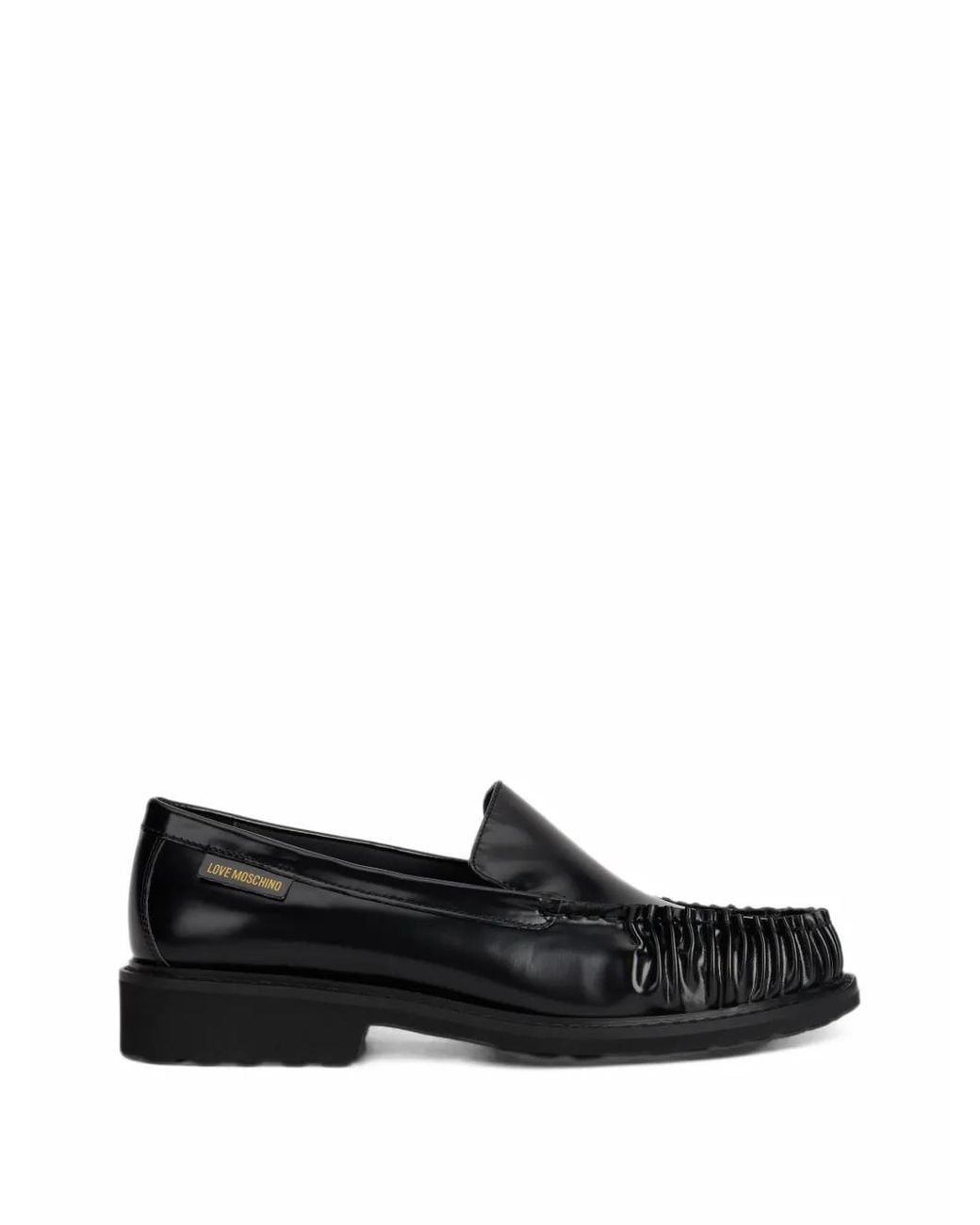 Love Moschino Black Stitched-Detail Leather Loafers