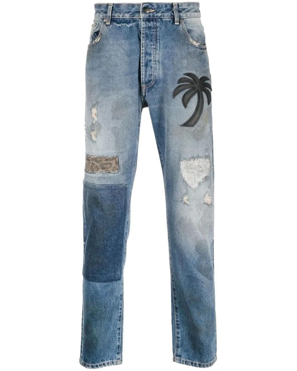 Palm Angels Blue Denim Cotton Jeans for men