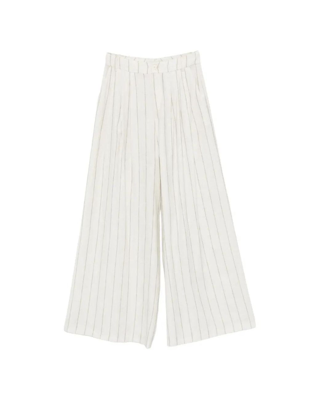 ELEH White Striped Wide-Leg Trousers