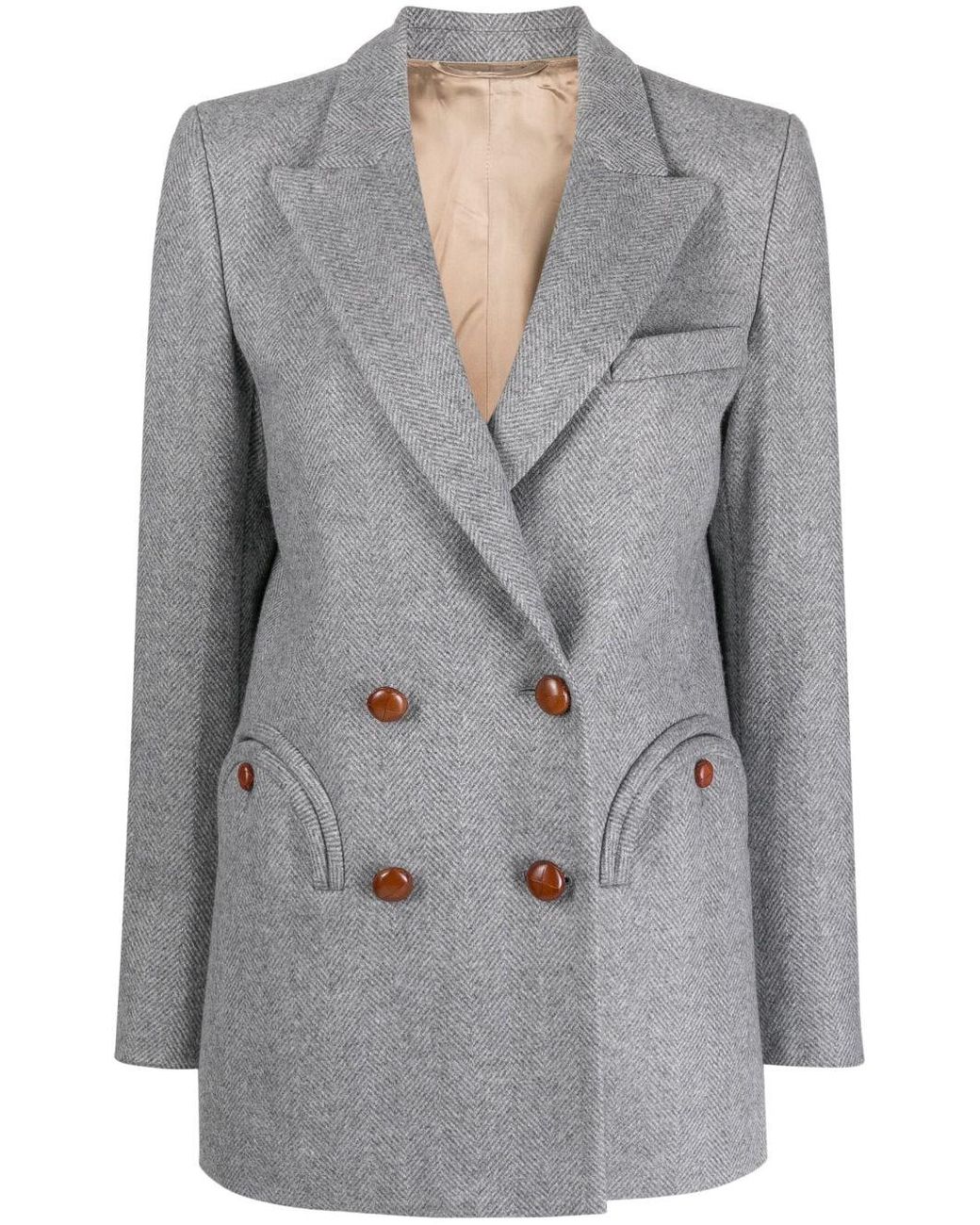 Blazé Milano Everyday Virgin Wool Herringbone Blazer in Gray | Lyst