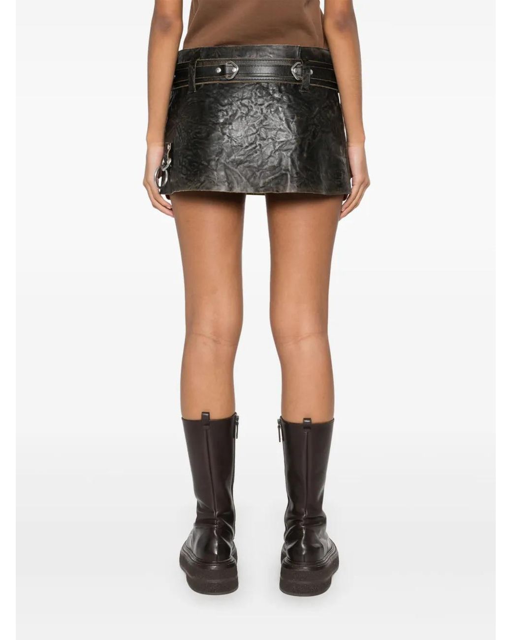 Prada Black Belted Leather Miniskirt
