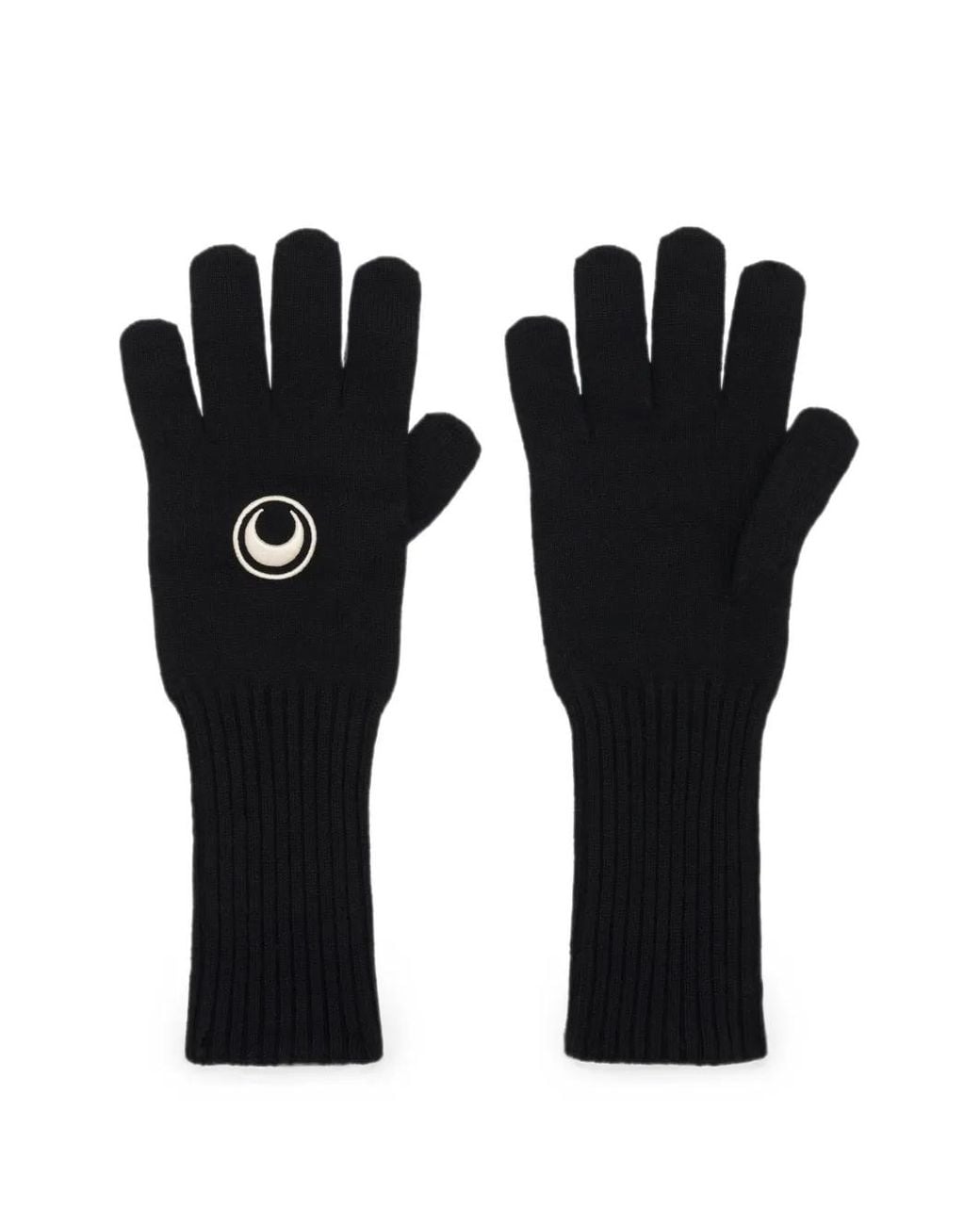 MARINE SERRE Black Merino Wool Knit Gloves