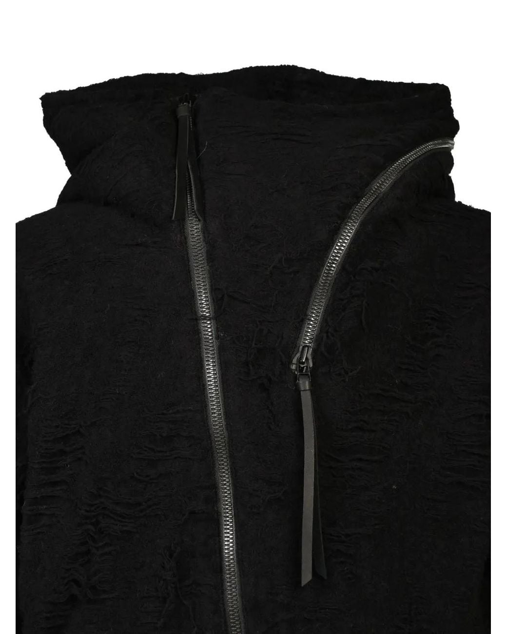 D HYGEN Black Distressed-Effect Pile Hoodie for men