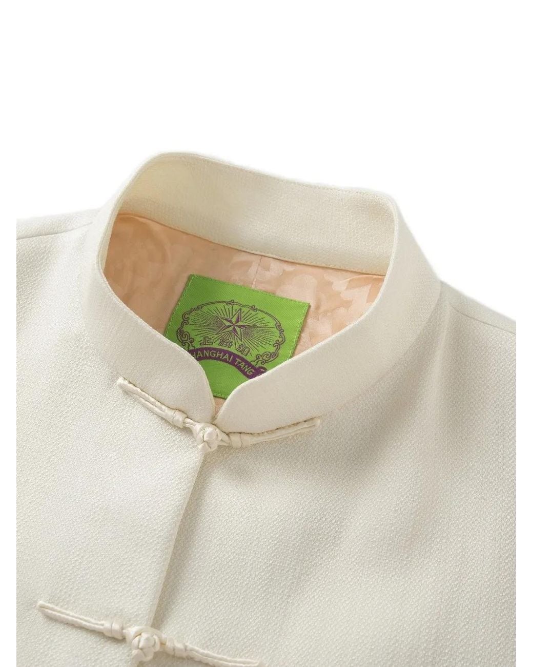 Shanghai Tang White Frog-Fastening Cropped Blazer