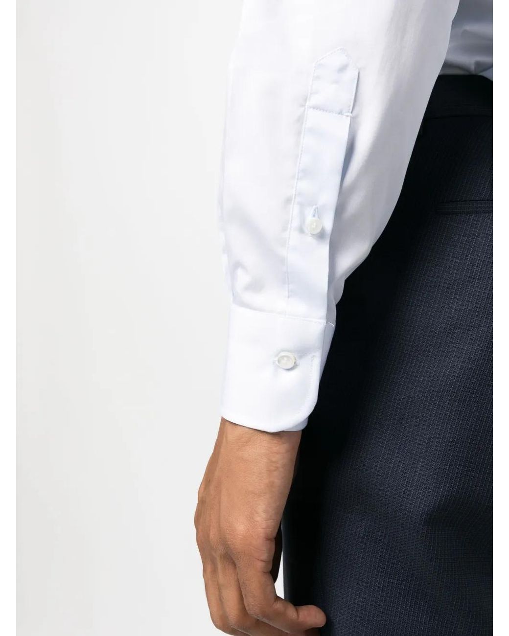 Barba Napoli White Long-Sleeve Cotton Shirt for men