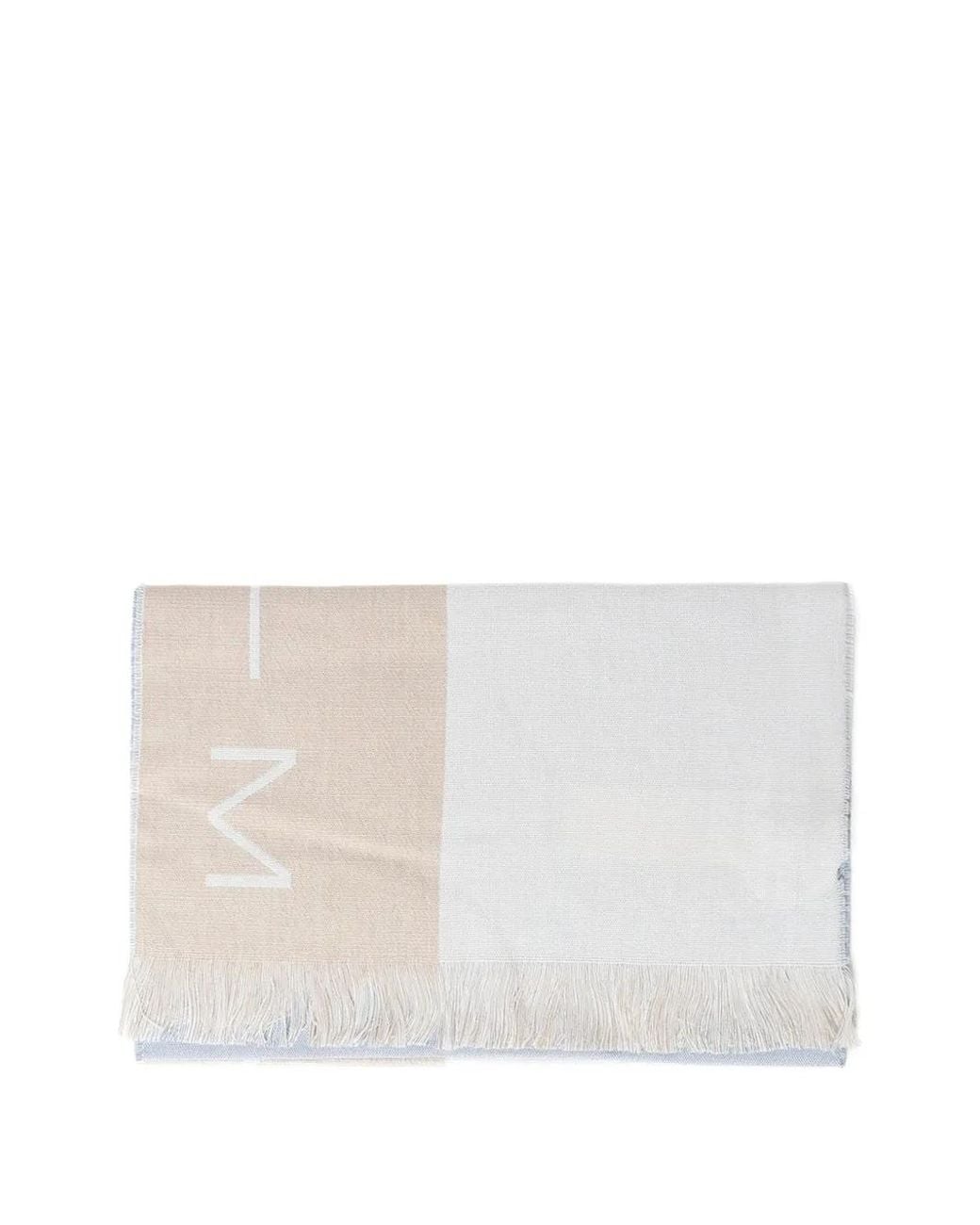 Max Mara White Logo-Print Fringed Scarf