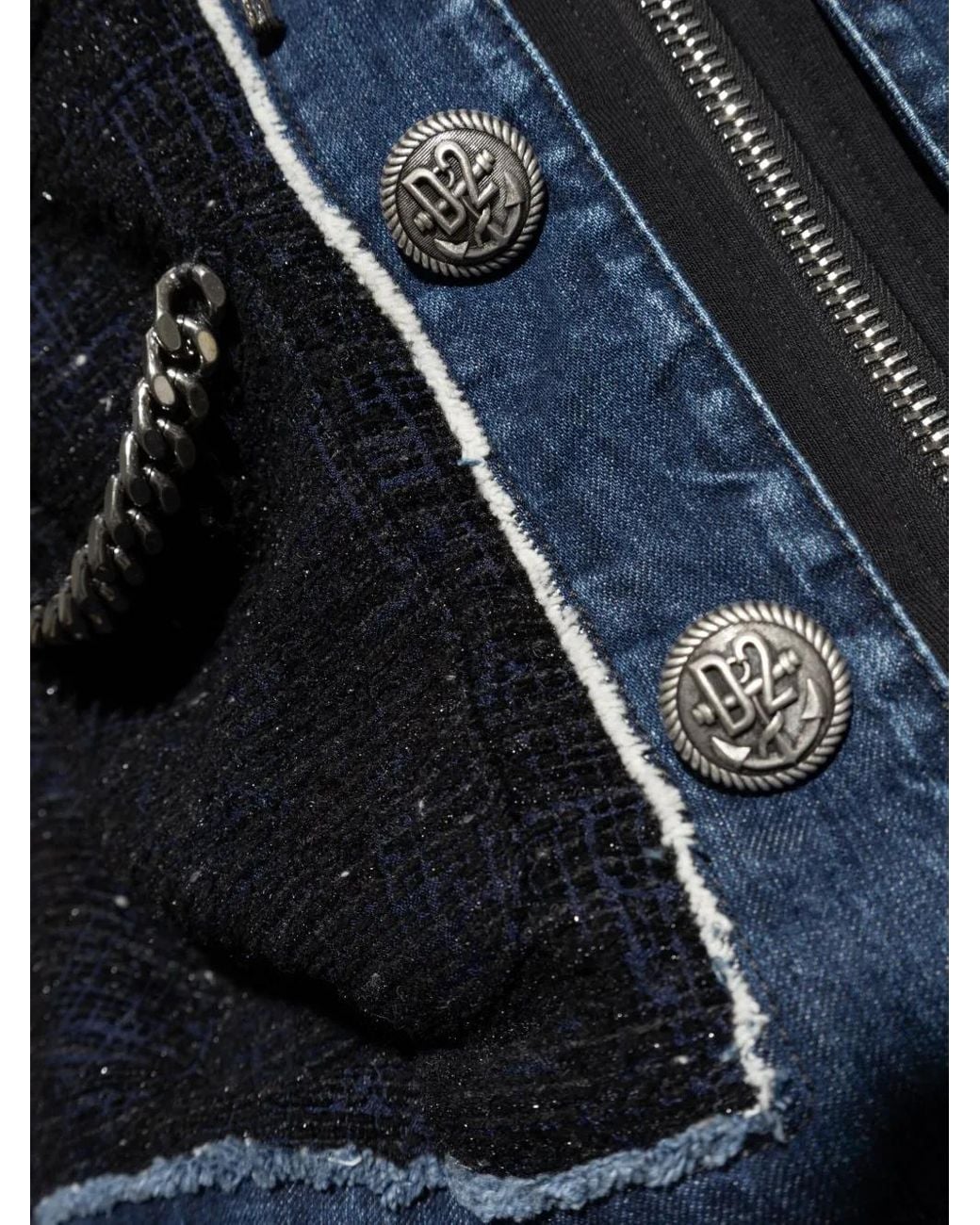 DSquared² Blue Chain-Trimmed Tweed Jacket for men