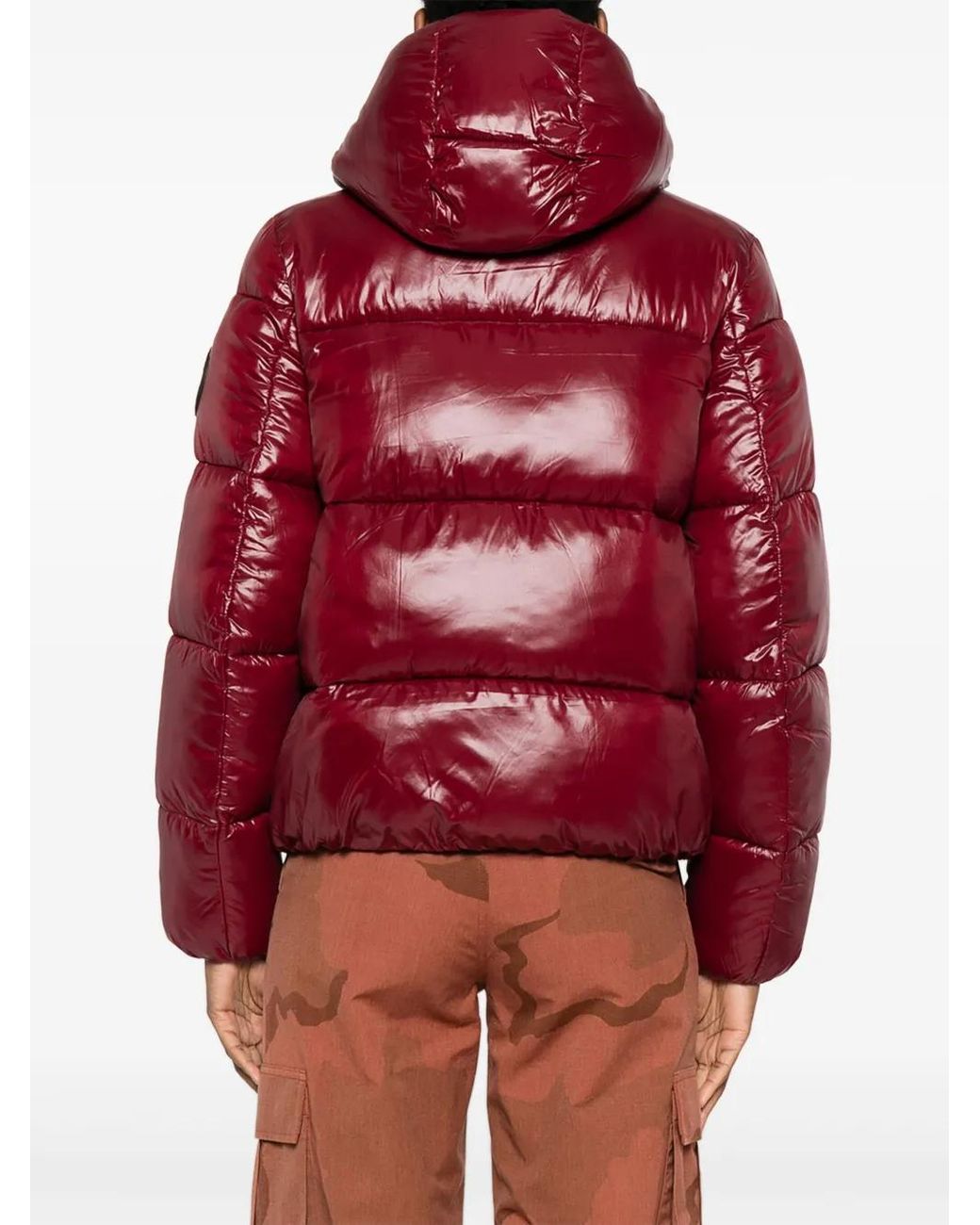 Save The Duck Red Hooded Quilted Jacket