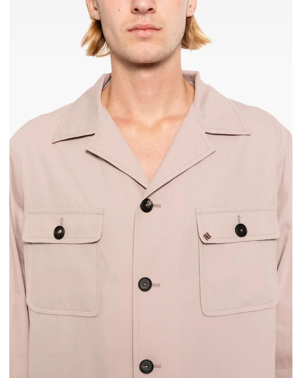 Tagliatore Pink Camp-Collar Shirt for men