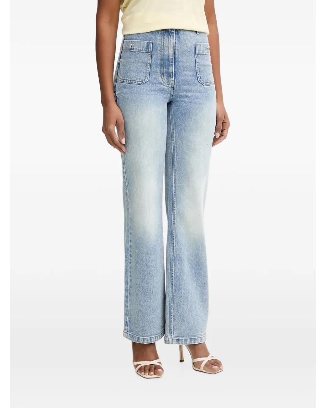 Morgan Blue Bow-Embellished Patch-Pocket Jeans