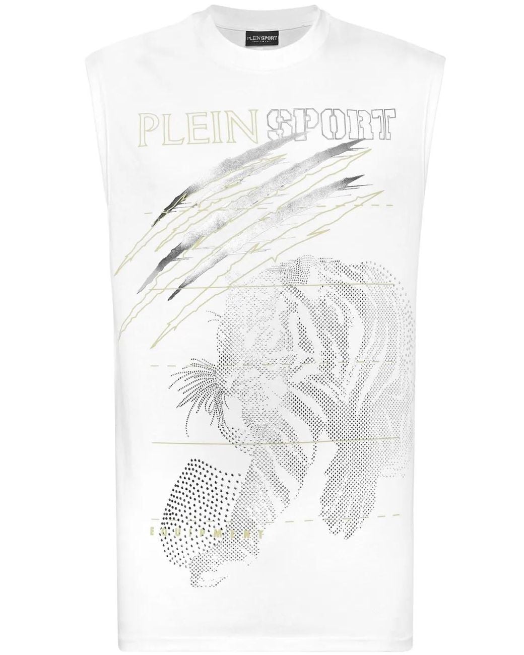 Philipp Plein White Tiger-Motif Tank Top for men