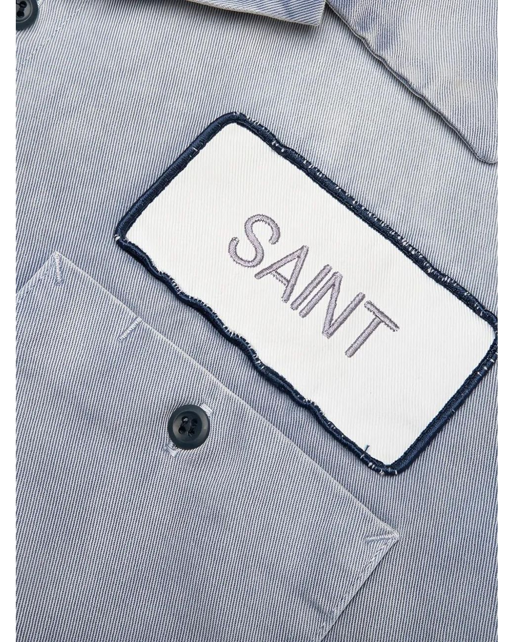 SAINT Mxxxxxx Blue Chemise À Effet-Usé Et Patch Logo for men