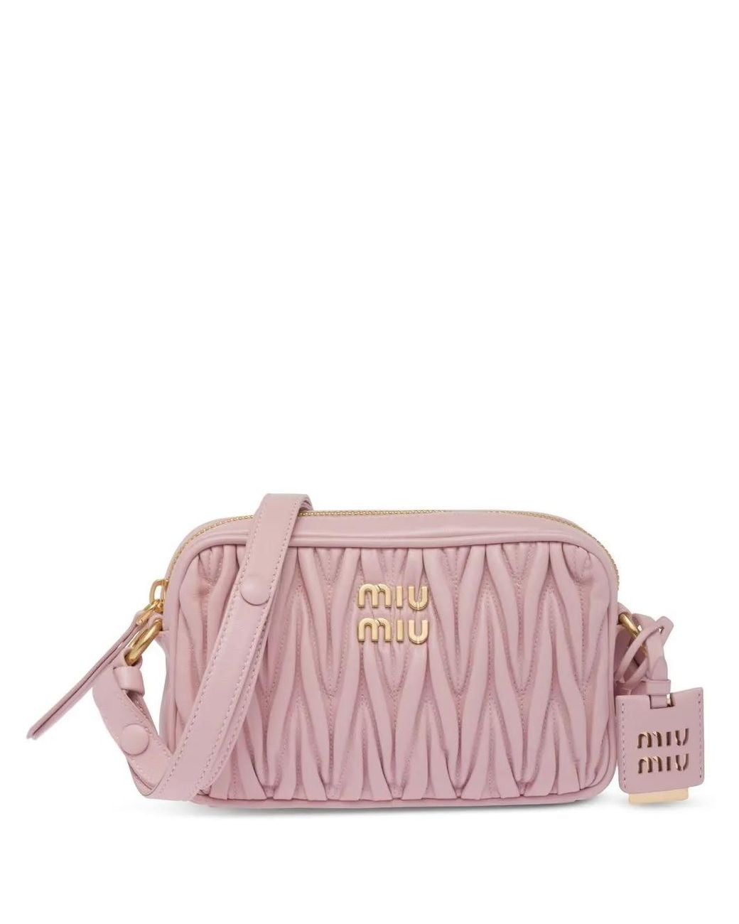 Miu Miu Pink Logo-Detail Leather Shoulder Bag