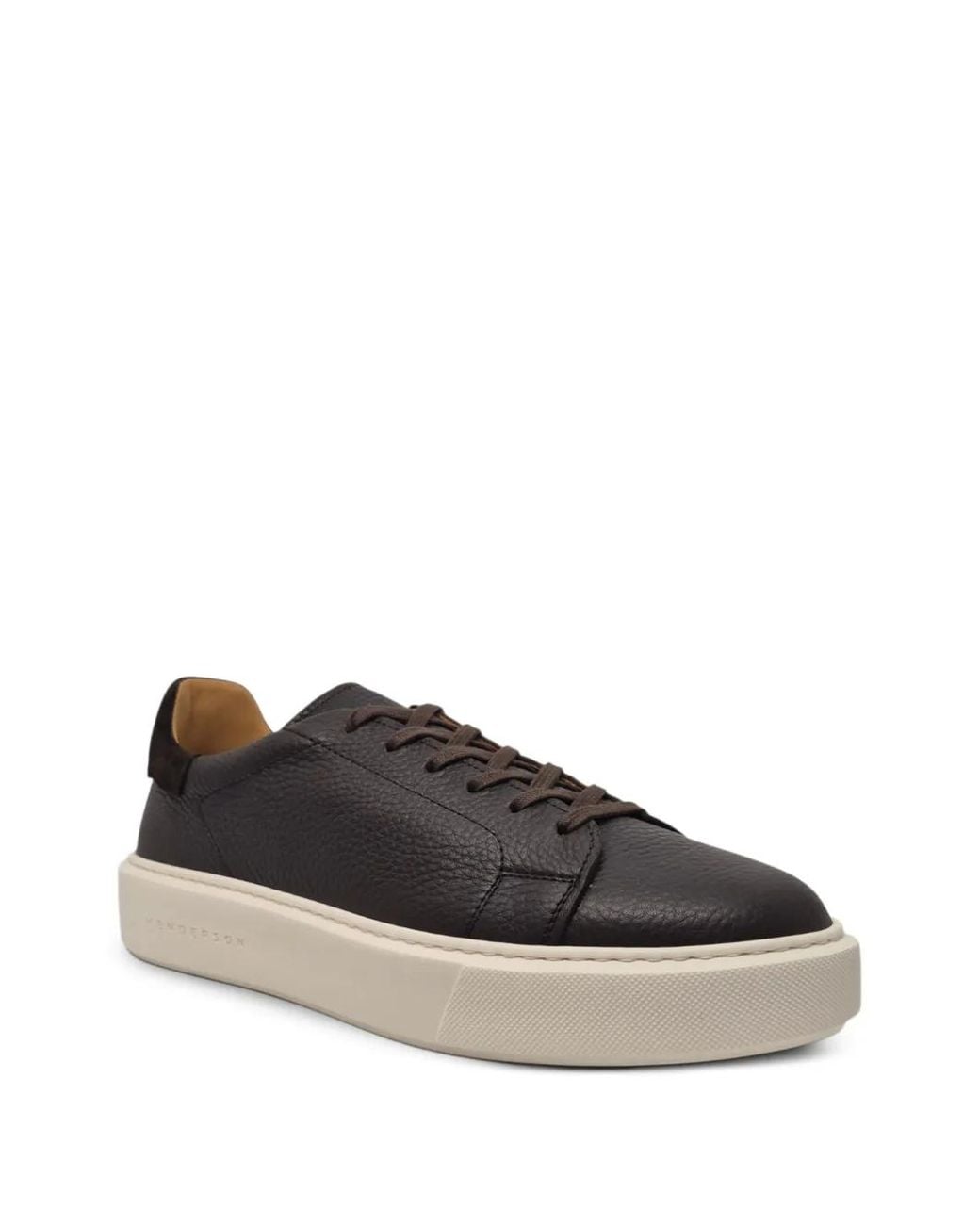 Henderson Black Leone Grained Leather Sneakers for men