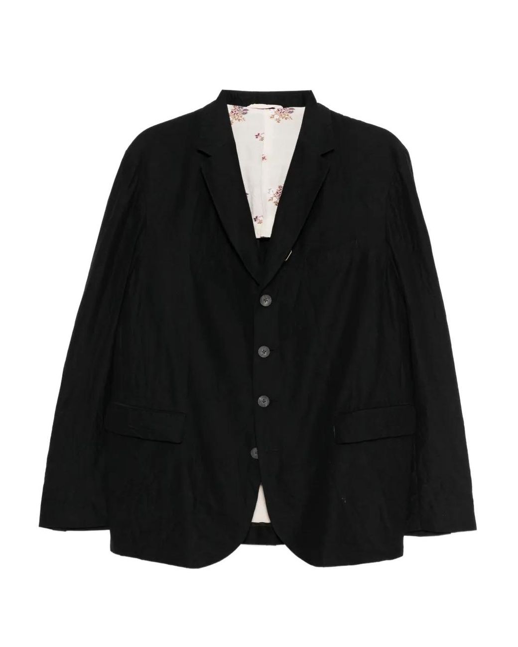 CALMLENCE Black Crease-Effect Blazer for men