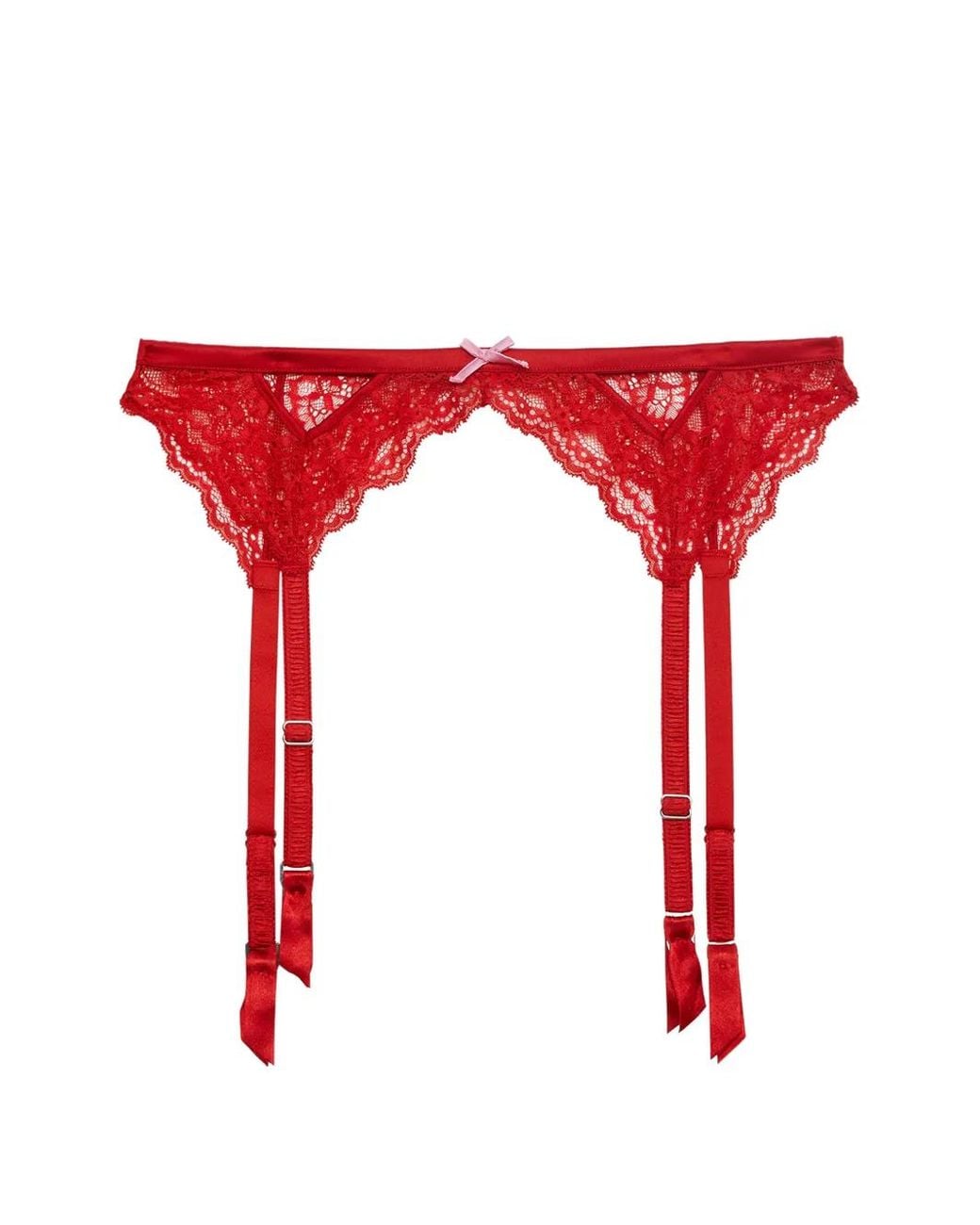 Fleur du Mal Red Bianca Bow-Detail Garter
