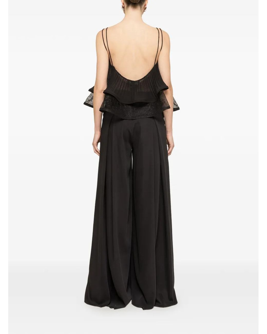 Nissa Black Haut Plissé En Chiffon
