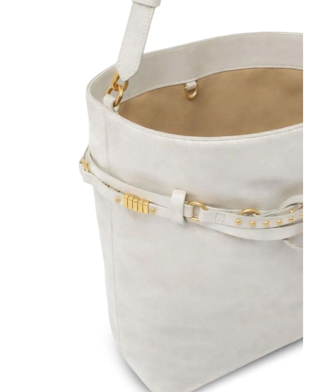Pinko White Studded Leather Shoulder Bag