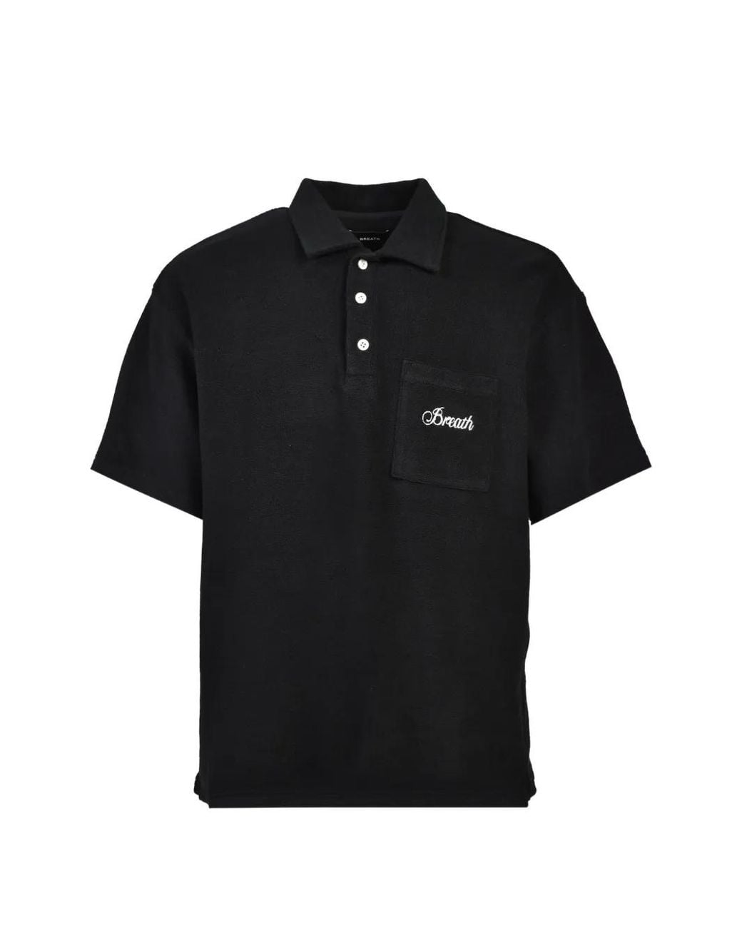 BREATH Black Embroidered-Logo Pocket Polo Shirt for men