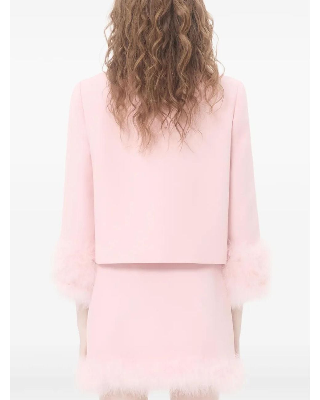 Valentino Garavani Pink Crepe Couture Jacket With Feathers