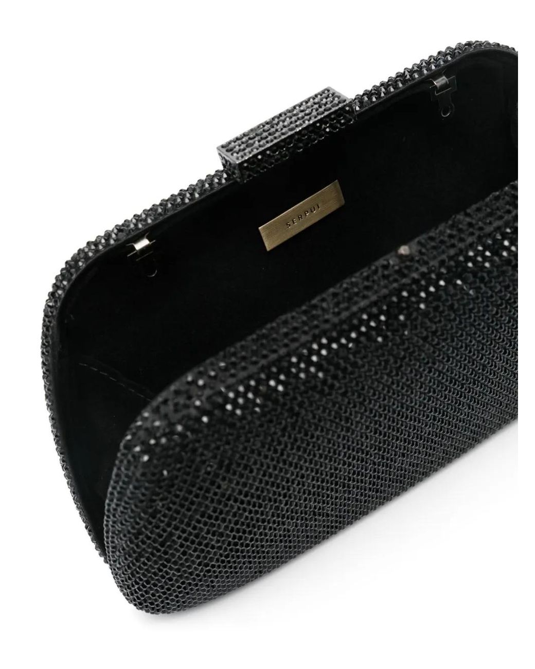 Serpui Black Josephine Rhinestone-Embellished Clutch Bag