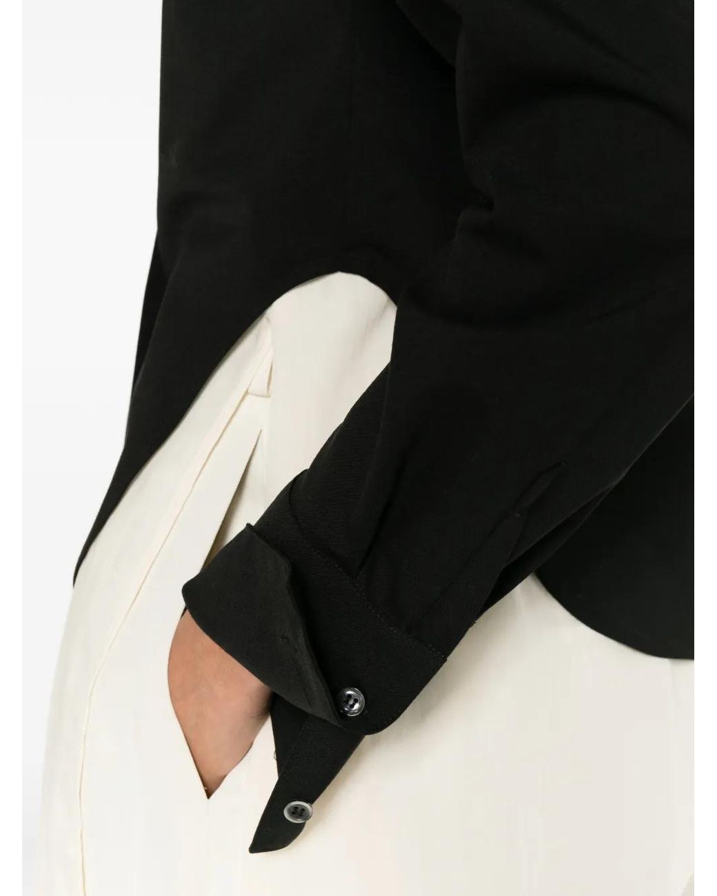 Covert Black Curved-Hem Shirt