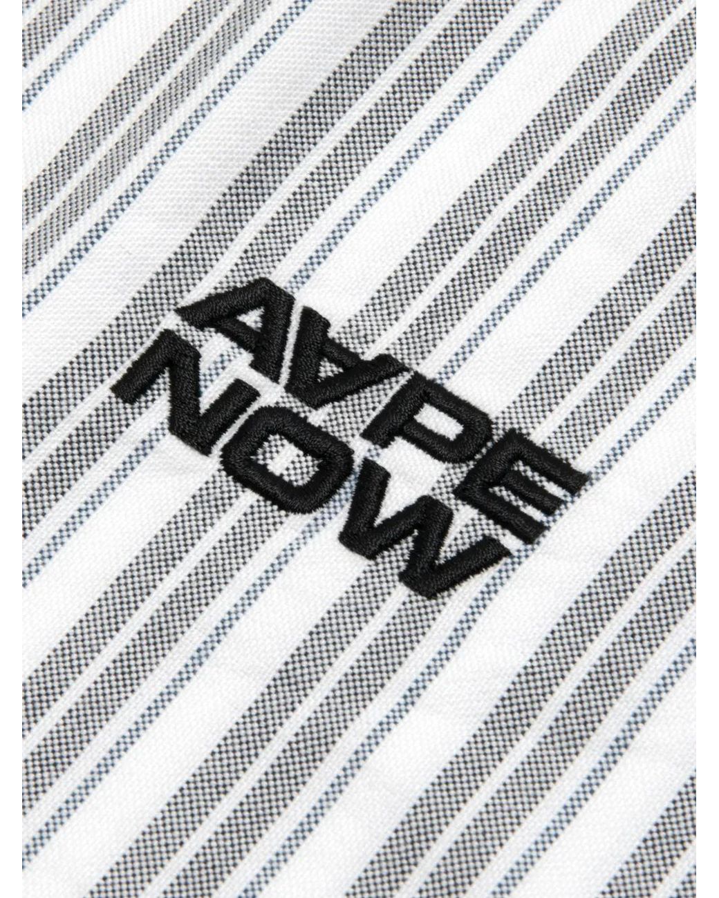 Aape By A Bathing Ape White Striped Appliqué Shirt for men