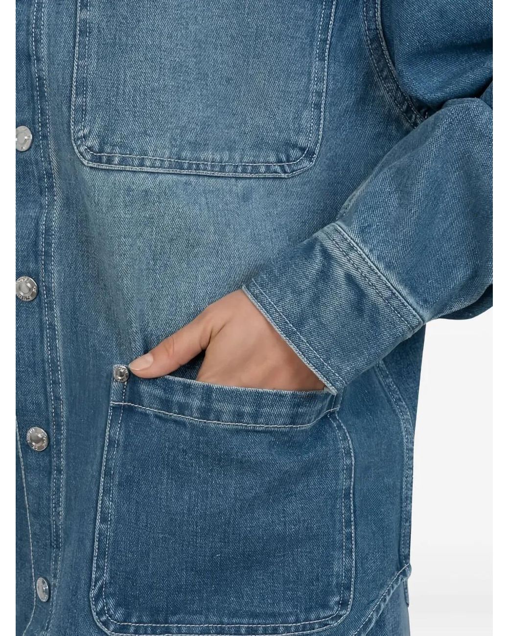 House Of Sunny Blue Patch-Pockets Denim Shirt