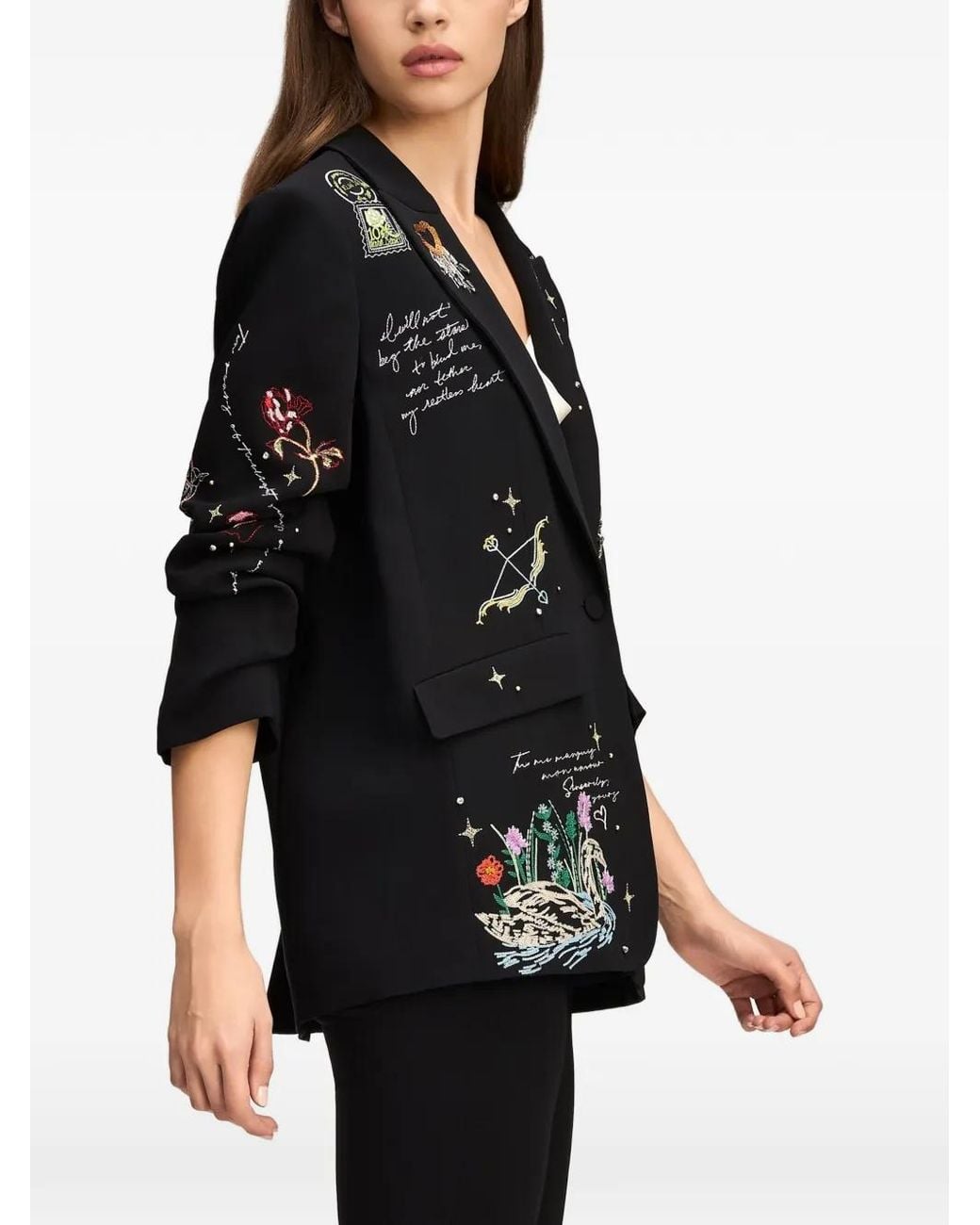 Cinq À Sept Black Kelsa Starry Scribbles Embellished Blazer