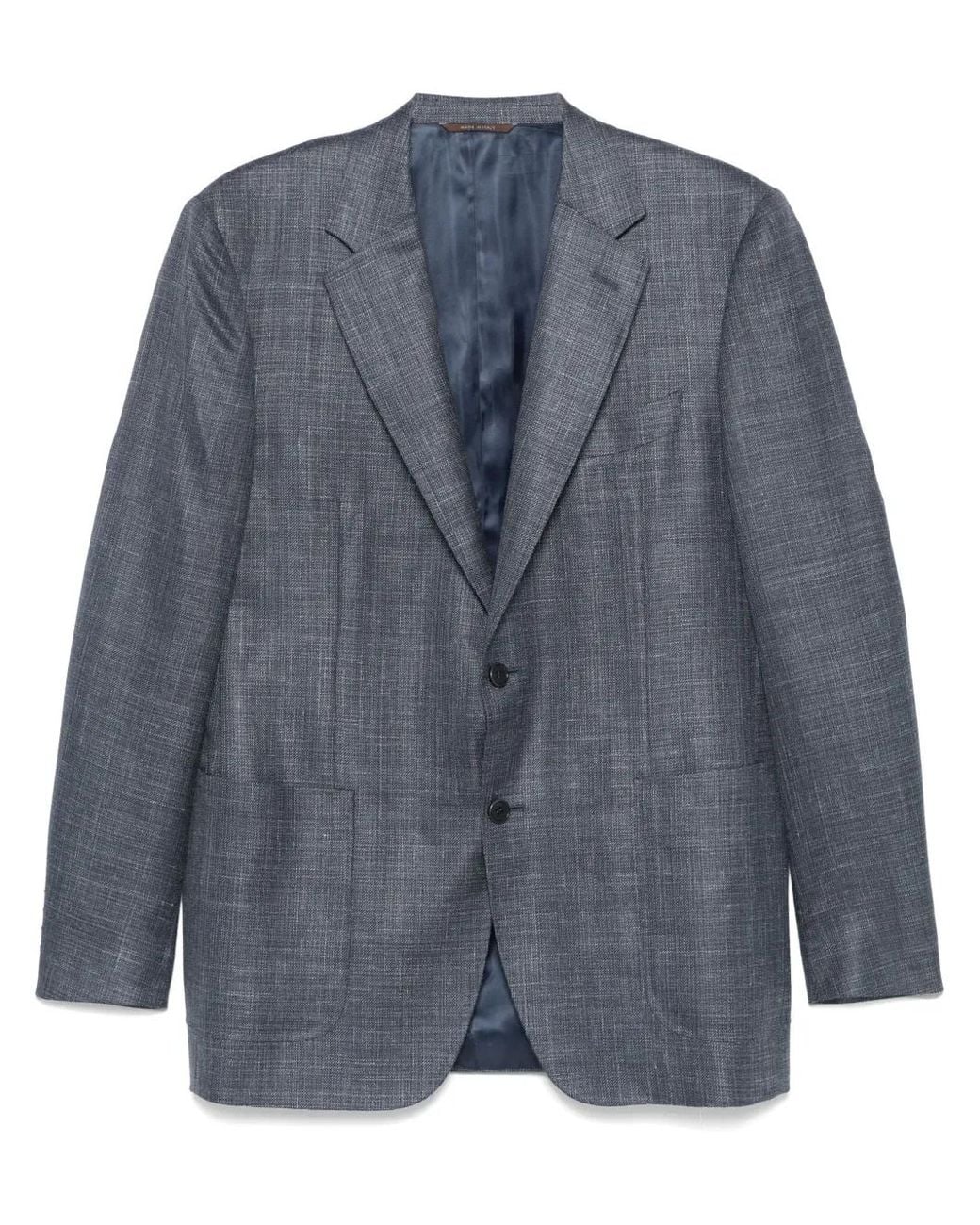 Canali Blue Slub-Texture Blazer for men